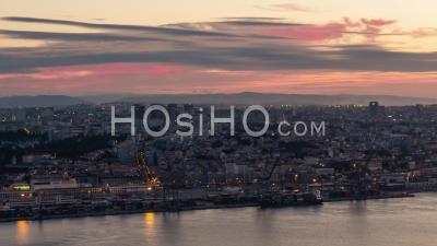 Establishing Aerial View Of Lisbon, Lisbon Skyline, Portugal - Video Drone Footage