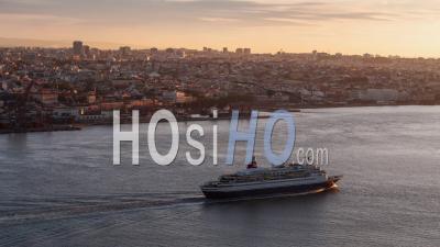 Establishing Aerial View Of Lisbon, Lisbon Skyline, Portugal - Video Drone Footage