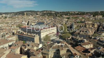 Aix-En-Provence Courthouse And Cours Mirabeau Avenue - Video Drone Footage