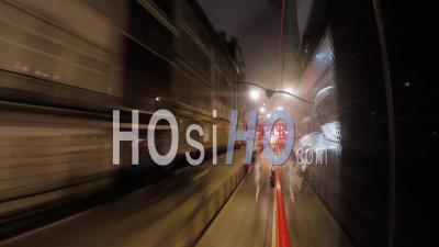 Hyper Lapse Of A Double Decker Bus At Night In London