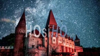 Time Lapse Of Corvin Castle At Night