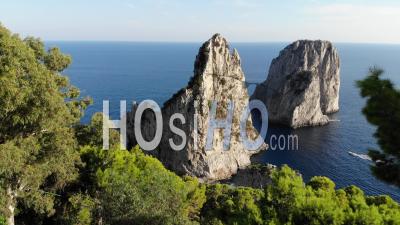 Faraglioni Rocks In Capri, Filmed By Drone, Italy