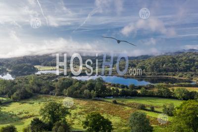 Lake District National Park Landscape At Sunrise - Aerial Photography