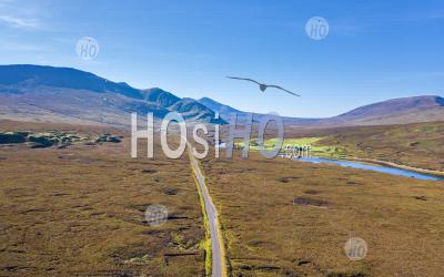 Aerial View Over Scenic Highlands In Scotland - Aerial Photography
