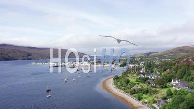 Coastal Village In North West Scotland - Video Drone Footage