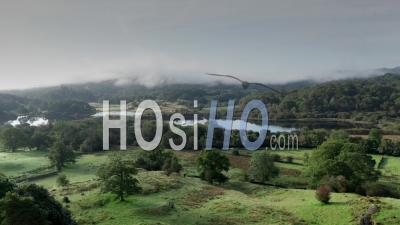Lake District National Park Landscape At Sunrise - Video Drone Footage