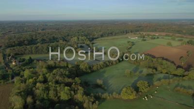 Rural Landscape In Autumn, Poitou-Charentes - Drone Point Of View