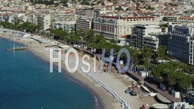Cannes Bay With La Croisette, French Riviera - Video Drone Footage