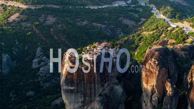 Aerial View Of Meteora, Ancient Complex Of Eastern Orthodox Monasteries Thessaly, Greece - Video Drone Footage