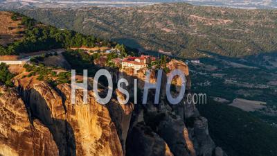 Aerial View Of Meteora, Ancient Complex Of Eastern Orthodox Monasteries Thessaly, Greece - Video Drone Footage