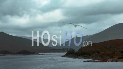 Loch Cluanie Au Jour D'automne Pluvieux En Ecosse