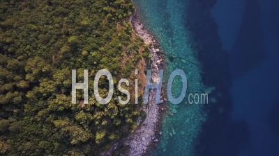 Forest And Sea Meet In Montenegro. Video Drone Footage