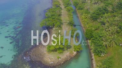 Coconut Trees At A River Mouth On Koh Mak - Video Drone Footage
