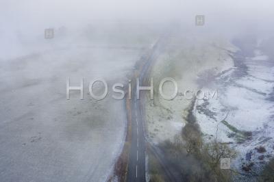 Frosty Countryside Fields In Uk - Aerial Photography