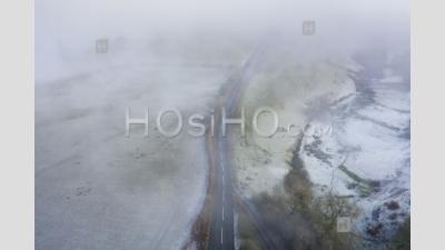 Frosty Countryside Fields In Uk - Aerial Photography