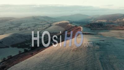 Rolling Hills Of Shropshire At Frosty Sunrise - Video Drone Footage