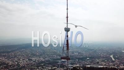 2019 - Aerial Video Around The Tbilisi Tv Broadcasting Tower In The Republic Of Georgia - Video Drone Footage