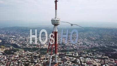 2019 - Aerial Video Around The Tbilisi Tv Broadcasting Tower In The Republic Of Georgia - Video Drone Footage