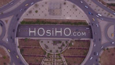 2019 - Aerial Video Of Traffic Circle Or Roundabout With Car Traffic, Amman, Jordan - Video Drone Footage