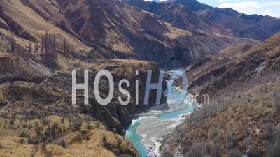 2019- Aerial Video Over The Shotover River Valley Near Queenstown, New Zealand - Video Drone Footage