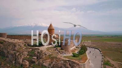 Aerial Video Of A Beautiful Traditional Church In The Caucasus Mountains Of Armenia - Video Drone Footage