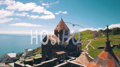 Aerial Video Of Sevanavank Monastery On Lake Sevan In The Caucasus Mountains Of Armenia - Video Drone Footage