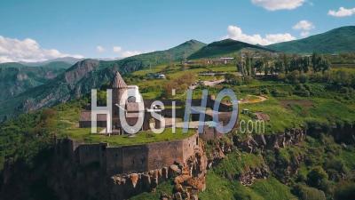 Aerial Video Of A Beautiful Tatev Monastery Church In The Caucasus Mountains Of Armenia - Video Drone Footage