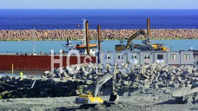 Time Lapse, Busy Harbor Construction Site, Gotland Sweden