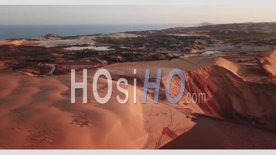 Red Sand Dunes In Vietnam, Mui Ne - Video Drone Footage
