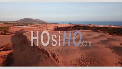 Huge Red Sand Dune Near Mui Ne, Vietnam - Video Drone Footage