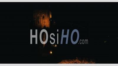 Montrichard Castle By Night - Video Drone Footage