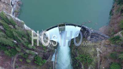 Chatelot Dam On The Swiss Border - Video Drone Footage