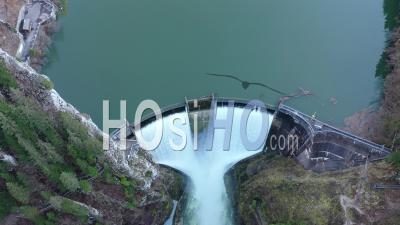 Chatelot Dam On The Swiss Border - Video Drone Footage
