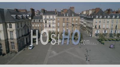 Town Hall Place Of Rennes City During The Containment Due To The Covid-19 Epidemic - Video Drone Footage