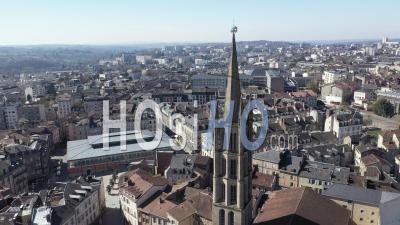 Church And Market In The Halles During Covid-19 Outbreak - Video Drone Footage