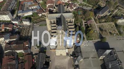 Forecourt Of Limoges Cathedral, During Covid-19 Confinement - Video Drone Footage