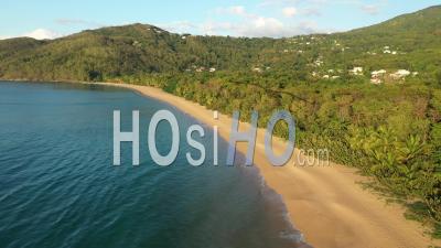 Beach Of Grande Anse , Guadeloupe During Confinement - Video Drone Footage
