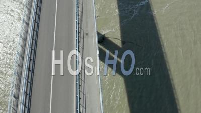 Graphical View Above Noirmoutiers' Bridge With No Car On It Viewed By Drone