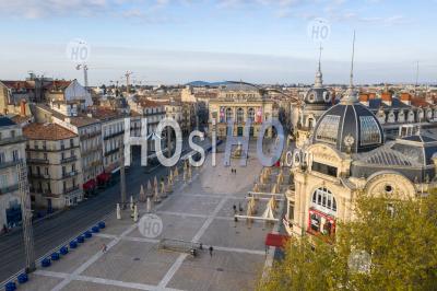 Photography Of La Place De La Comedie During Covid 19 - Aerial Photography