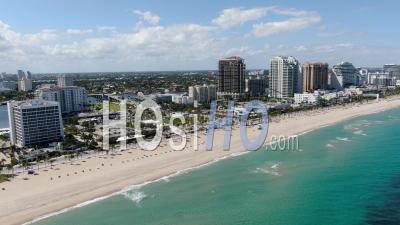 Covid-19 Aerial Footage Of Deserted Fort Lauderdale Beach - Video Drone Footage
