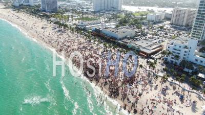 Vidéo Aérienne Covid-19 Des Vacances De Printemps De La Plage De Fort Lauderdale - Vidéo Drone