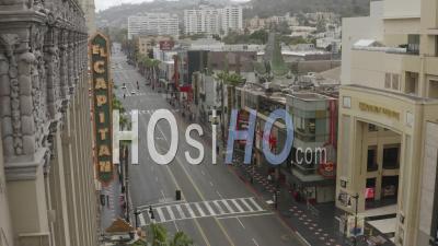 2020 - Aerial Of The Streets Of Hollywood And Los Angeles Are Abandoned And Empty During The Covid-19 Corona Virus Outbreak. - Video Drone Footage