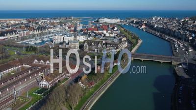 Aerial View From Deauville And Trouville, Sea In Background Under The Containment Covid19 - Video Drone Footage