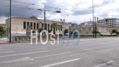 University Of Athens, Deserted Panepistimiou Avenue, Lockdown Athens Greece