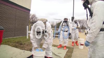2020 - Wisconsin National Guard Soldiers And Airmen Conduct Decontamination Training In Preparation For Possible Covid-19 Corona Virus Response.