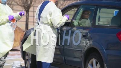 2020 - Covid-19 Coronavirus Patients Are Tested At A Drive Thru Clinic In Pennsylvania.