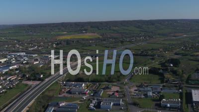 Aerial View Above The A13, Highway In Normandy, During The Containment Covid19 - Video Drone Footage