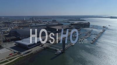 Empty Lorient La Base, The Offshore Racing Centre Of Lorient, At Day15 Of Covid-19 Outbreak, France - Video Drone Footage