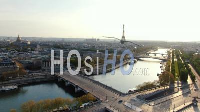 Quays Of The Seine And Street Of Paris During The Quarantine, Drone Point Of View