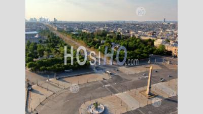 Photography Of Place De La Concorde And Champs-Elysees Avenue During The Quarantine, Drone Point Of View